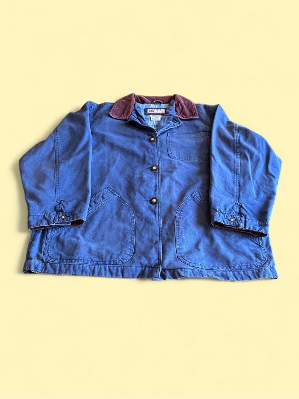 Vintage Faded Glory Chore Barn Jacket Blue Plaid Lined Women’s M